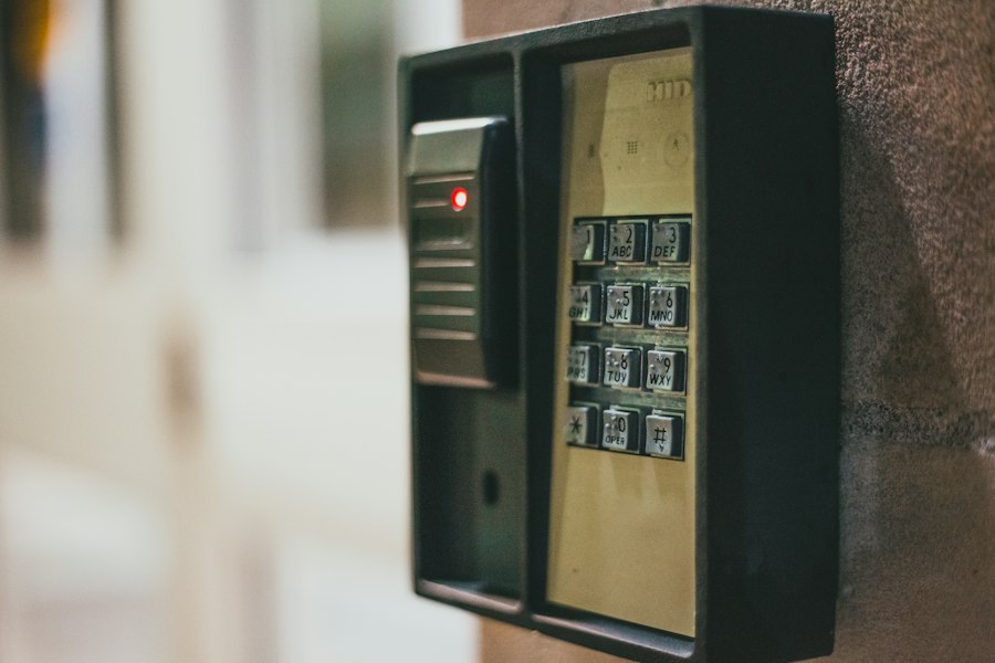 Access control keypad at a door