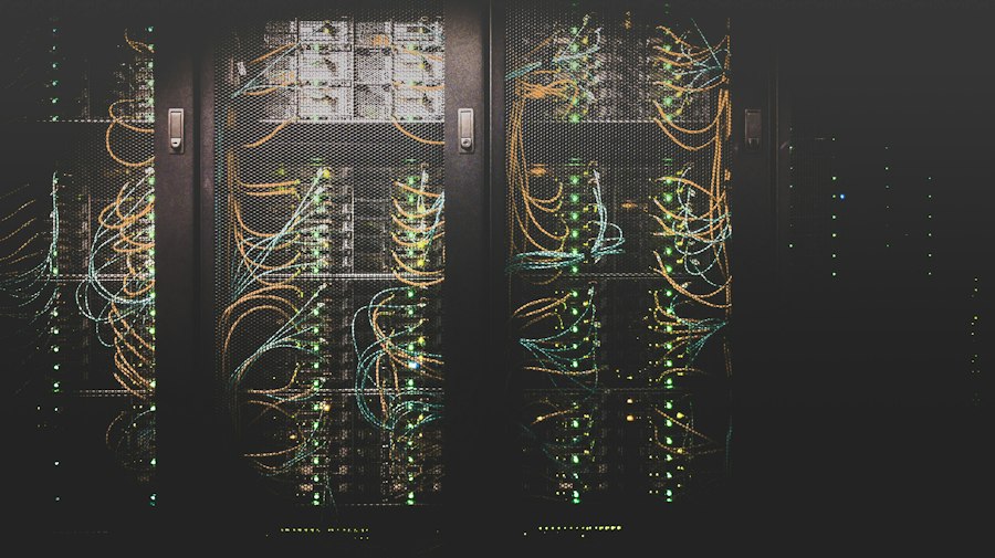 Computer servers in a rack