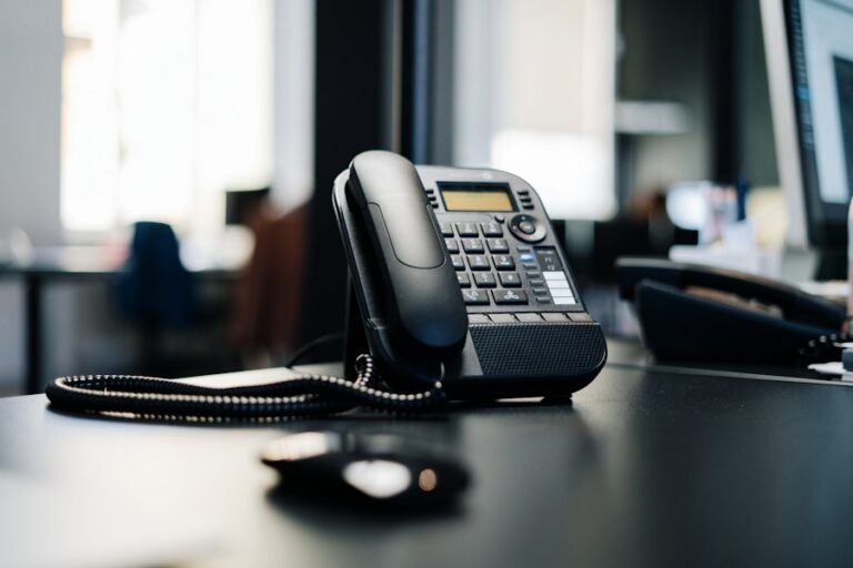 IP phone on an office desk